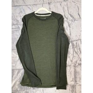 Smartwool Mens Large Merino 250 Pattern Crew SS601 Green Stripe Wool Base Layer